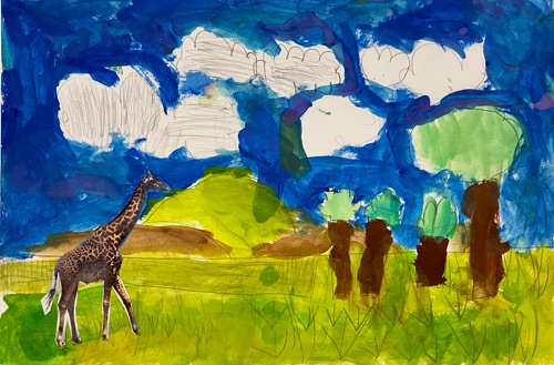 Giraffe Habitat
Collage and Watercolor
Grade 1